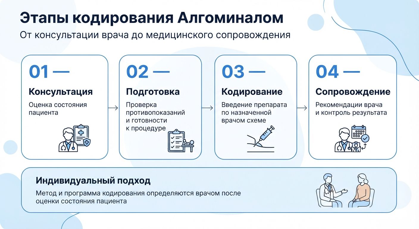 Кодирование препаратом «Алгоминал» в Зеленокумске инфографика